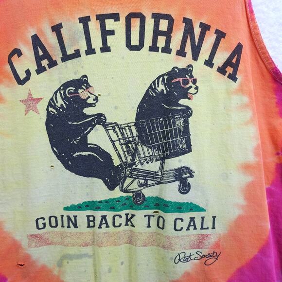 Riot Society Tie Dye Distressed Torn California Tank Top Large - Picture 5 of 9